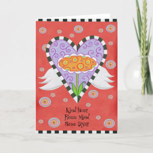 Carte de voeux Coeur ailé (Rouge)