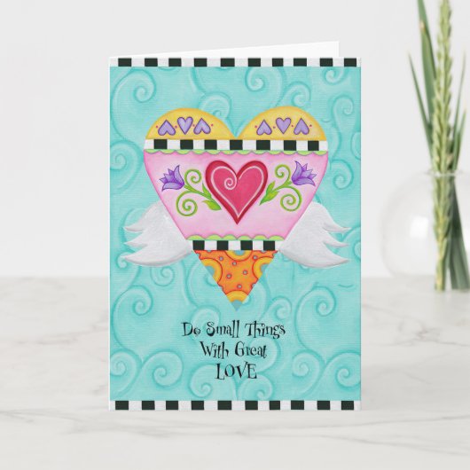 Carte de voeux Coeur ailé (Turquoise) (Devant)