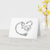 Carte de voeux Coeur et clé (Fleur jaune)