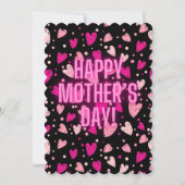 Carte de vœux coeurs néon rose pour la fête des mè (Devant)
