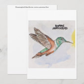 Carte de vœux Colibri (Devant / Derrière)