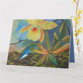 Carte de voeux colibri (Fleur jaune)
