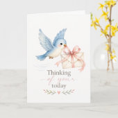 Carte de vœux colibri Pensées pour vous aujourd'hu (Fleur jaune)