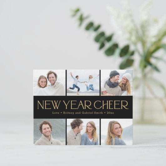 Carte de vœux Collage Joyeux Nouvel An (Debout devant)