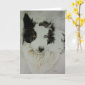 Carte de voeux Collie/Aussie (Fleur jaune)