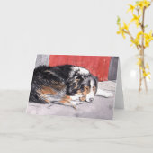 Carte de voeux Collie Bordure (Fleur jaune)