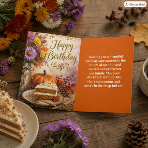 Carte de vœux colorée d'automne et de gâteau d'ann