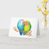 Carte de voeux colorée de perruches (Fleur jaune)