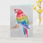 Carte de voeux colorée Macaw Parrot Watercolor (Fleur jaune)