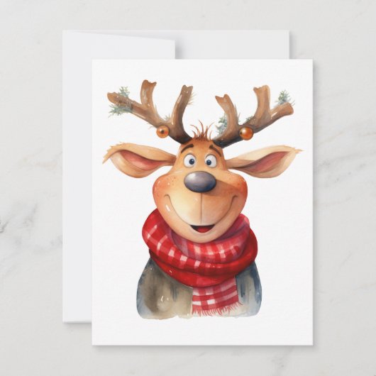Carte de vœux comique de renne (Devant)