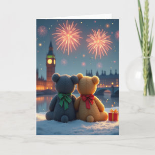 Carte de vœux compagnons feu d'artifice Nouvel An