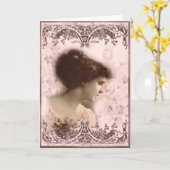 Carte de voeux, Conception Vintage fille (Fleur jaune)
