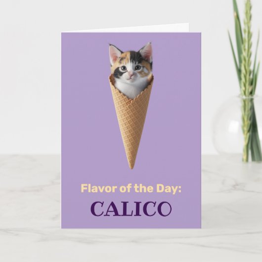 Carte de vœux cône de chat calicot mignon (Devant)