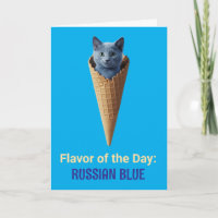 Carte de vœux cône de chat russe bleu mignon