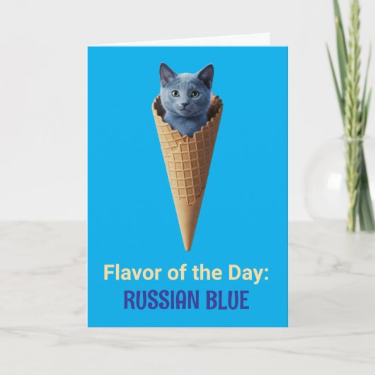 Carte de vœux cône de chat russe bleu mignon (Devant)