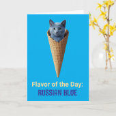 Carte de vœux cône de chat russe bleu mignon (Fleur jaune)