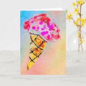 Carte de vœux Cône de Glace/Me Lèche (Fleur jaune)