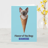 Carte de vœux cônique de chat siamois mignon (Fleur jaune)