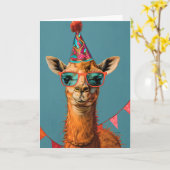 Carte de voeux cool Party Llama (Fleur jaune)