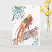 Carte de vœux Coq (Fleur jaune)