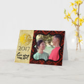 Carte de vœux Coq 2017 Cadre photo Frame2 (Fleur jaune)