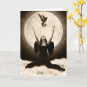 Carte de voeux Corbeau (Fleur jaune)