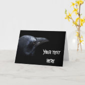 Carte de vœux Corbeau noir, Fond noir (Fleur jaune)