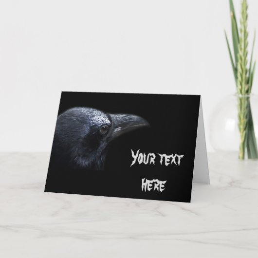 Carte de vœux Corbeau noir, Fond noir (Devant)