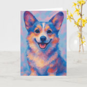 Carte de vœux Corgi (Fleur jaune)