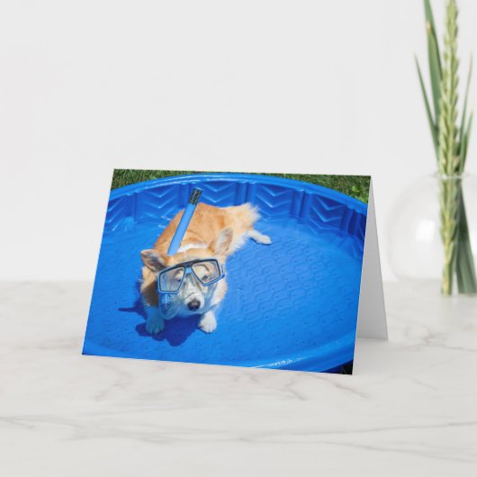 Carte de vœux corgi en snorkeling (Devant)