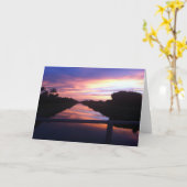 Carte de voeux Coucher de soleil coloré (Fleur jaune)