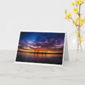 Carte de voeux - coucher du soleil d'arc-en-ciel (Fleur jaune)