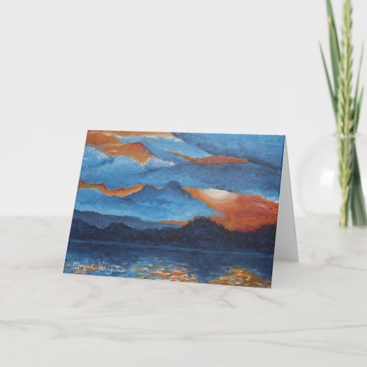 Carte de voeux -- Coucher du soleil de flambage au (Devant)