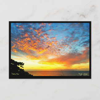 Carte de voeux, coucher du soleil, Makua Cabine, M