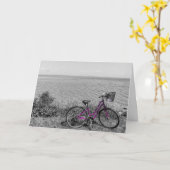 Carte de voeux couleur sélective du vélo de l'île  (Fleur jaune)