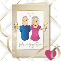 Carte de vœux couple dessin animé anniversaire de