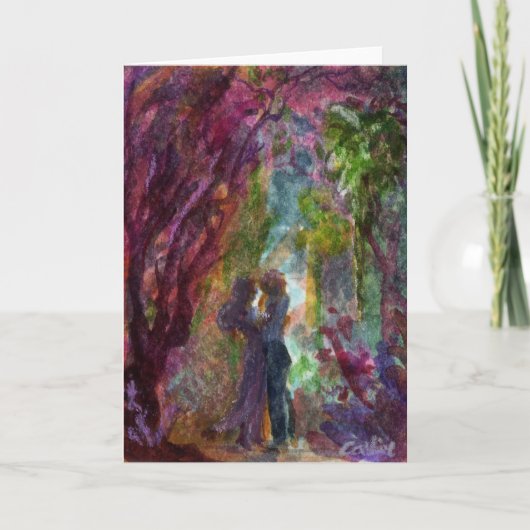 Carte de vœux « Couple sous un arbre violet » (Devant)
