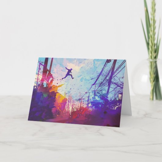 Carte de voeux courante libre urbaine de Parkour - (Devant)