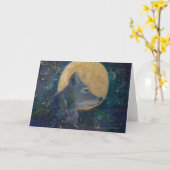 Carte de voeux Coyote Moon par Maureen A. Girard (Fleur jaune)