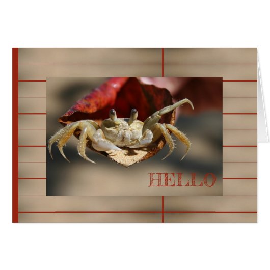 Carte de vœux Crabe dans une feuille rouge (Devant horizontal)