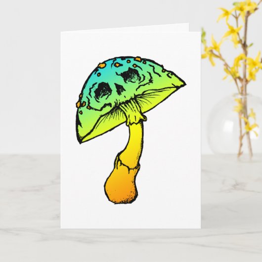 carte de voeux crâne de champignons (Fleur jaune)