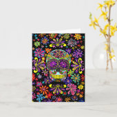 Carte de vœux Crâne de Sucre (Fleur jaune)