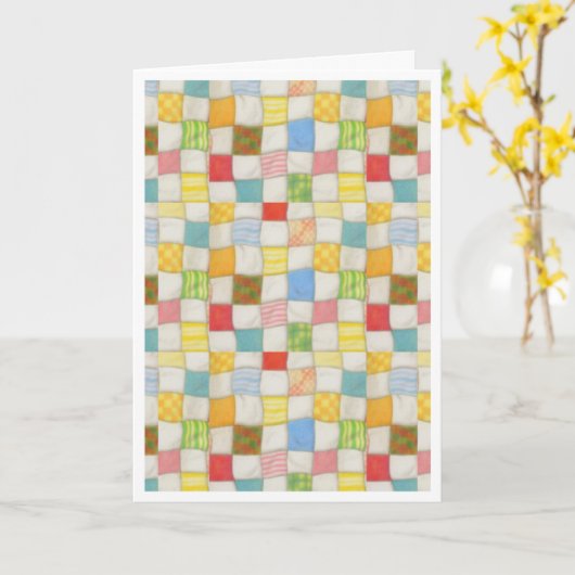 Carte de voeux CRAZY QUILT / Blanc (Fleur jaune)
