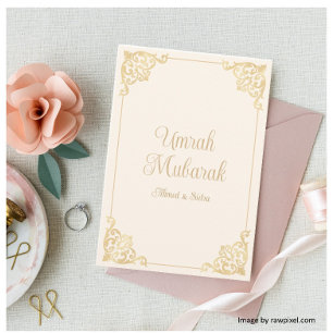 Carte de voeux Cream Gold Muslim Umrah Mubarak