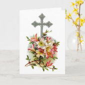 Carte de vœux Croix 5 (Fleur jaune)
