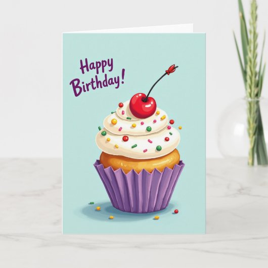 Carte de vœux Cupcake à pois (Devant)