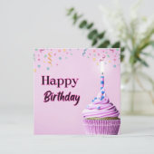 Carte de vœux Cupcake Joyeux Anniversaire (Debout devant)