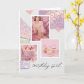 Carte de voeux Customisée Pink Birthday Girl (Fleur jaune)
