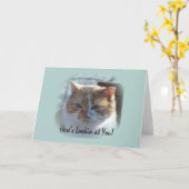 Carte de voeux Cute Cat Vignette (Fleur jaune)