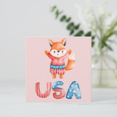 Carte de voeux Cute Patriotic Fox Flat (Debout devant)